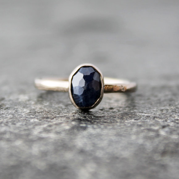 rose cut sapphire alternative engagement ring