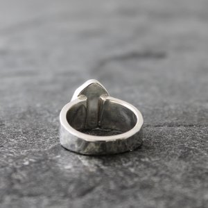 Dark Blue Tourmaline Ring with Sterling Silver, US Size 8