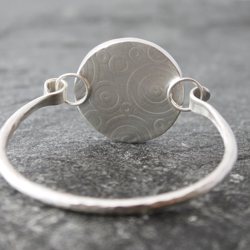 Ocean Jasper Tension Bracelet in Sterling Silver, 6.25" Wrist